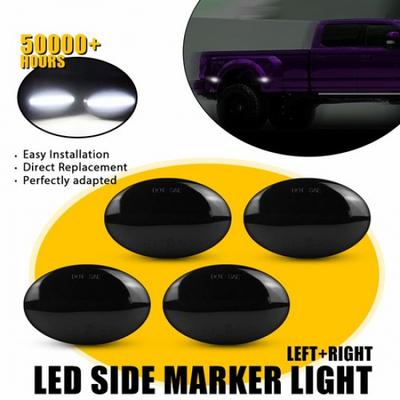 White LED Dually Bed Fender Side Marker Lights For 1999-10 Ford F350 F450 F550 V