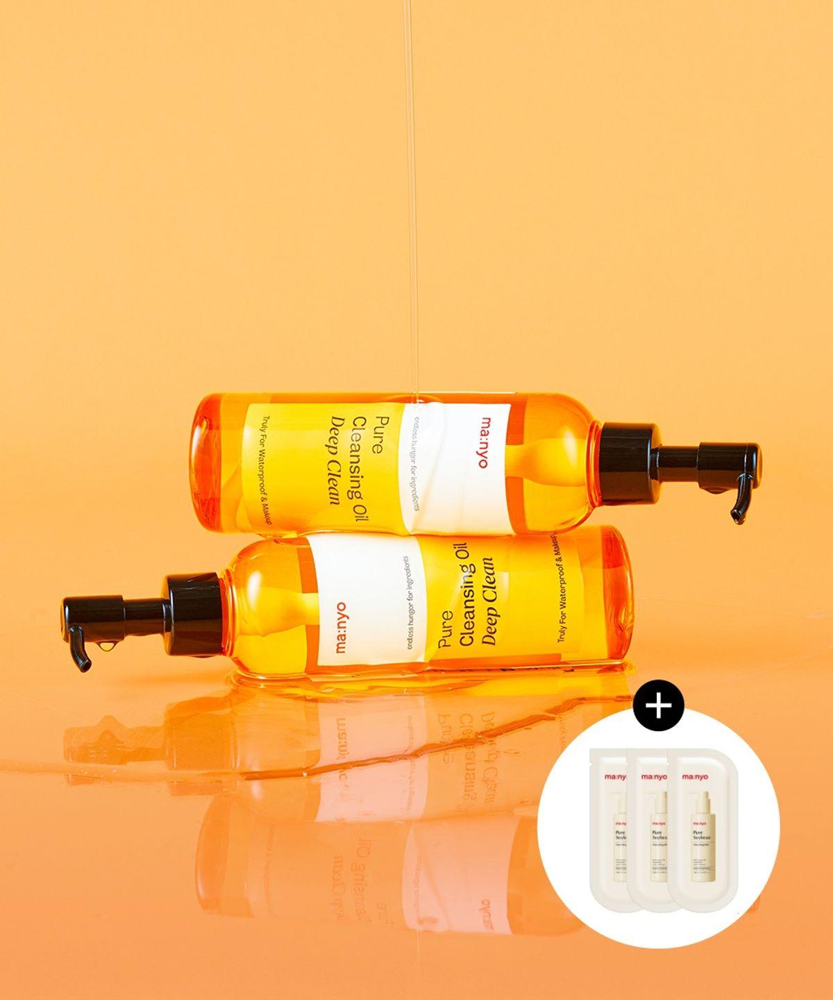 [2 PACK] Pure Cleansing Oil Deep Clean 200ml (+Free Gift: 3 Soybean Cleansing Milk Sachets)