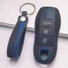 Silicone Car Key Fob Cover for Porsche Taycan 718 Spyder GT3 RS Boxster Cayman with Keychain Honeycomb Texture Racing Stripe Key Shell Accessory