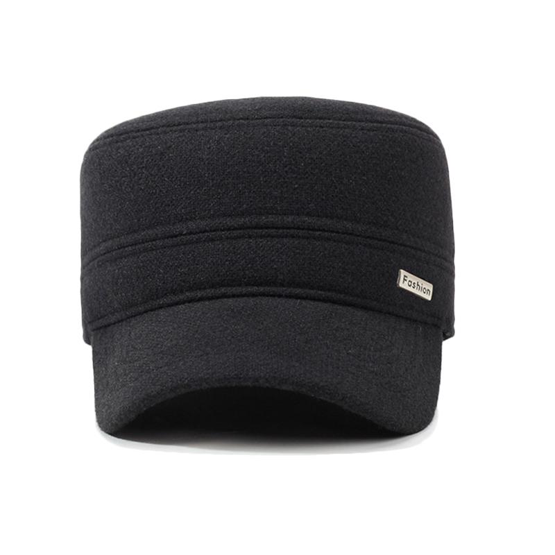 Autumn Winter Middle-Aged Hat Men's Cotton Flat Top Ear Protection Warm Baseball Cap