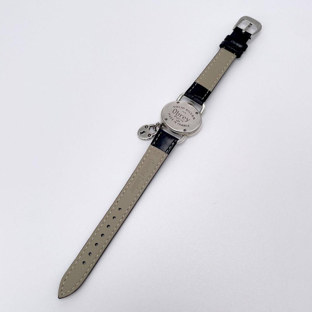 Used [Good Condition] Obrey Solid Silver Oval New Belt with Padlock Charm New Battery Quartz Ladies Watch 670