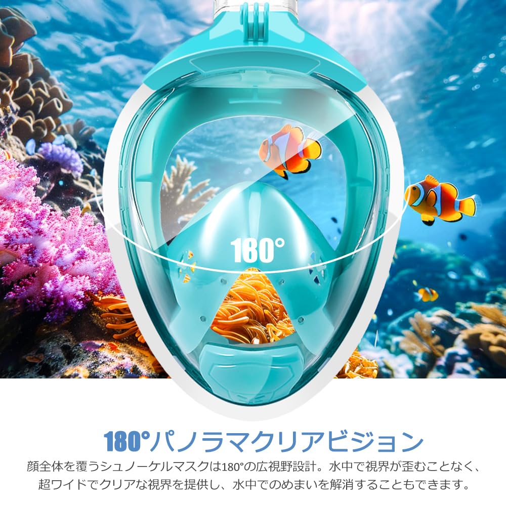 HEARTST Full Face Snorkel Mask, 180° Ultra Wide Angle Double