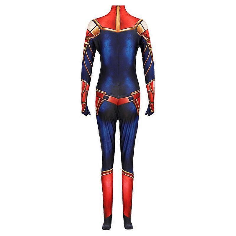 Disfraz de Cosplay de Capitana Marvel Película Los Vengadores Superhéroe Carol Danvers Cosplay Body Mono Disfraz de Halloween para Mujer