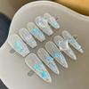 Pure‑Handmade Finished Press‑On Nails Long‑Style Phototherapy Removable Aurora Crushed‑Ice Warm‑Elf Iridescent False Nail Patches