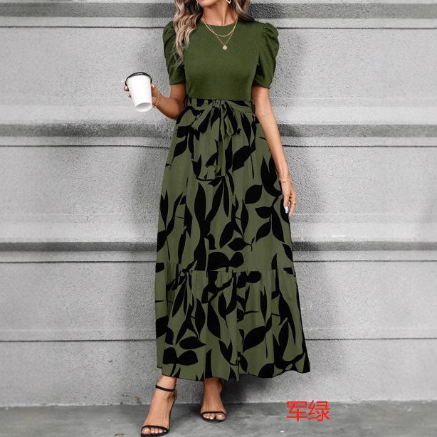 Women's Floral Print High Waist Fashion Elegant Temperament Dress
