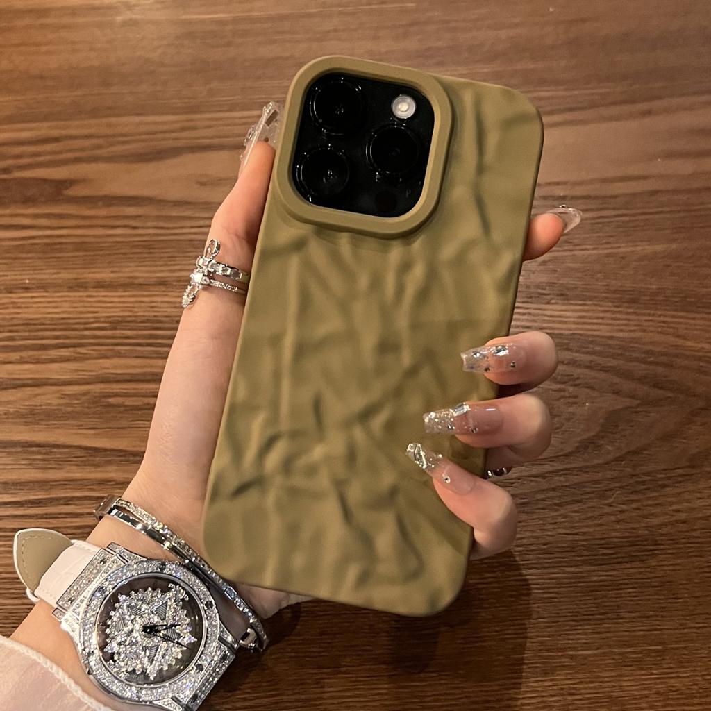 Applicable To IPhone 16 Wrinkled Skin-feeling Mobile Phone Case Apple 15proMax All-inclusive Matte 14 Anti-fall Protection Case
