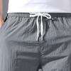 Men Pants Solid Color Drawstring Summer Ankle Tied Pockets Trousers for Sports