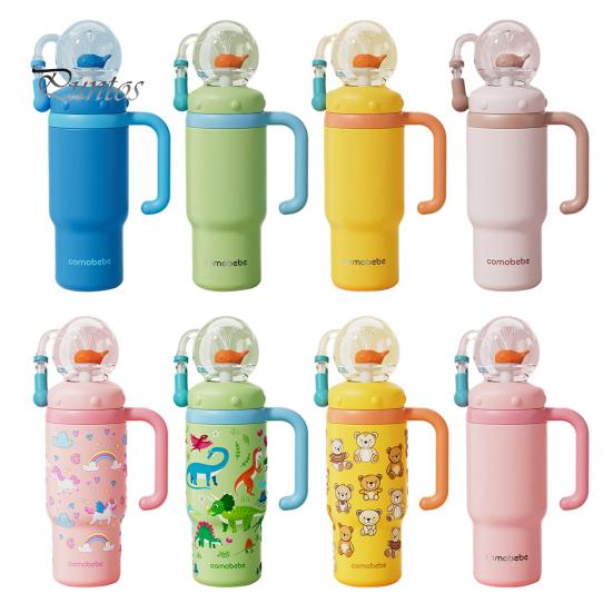 Leak-resistant Toddler Cup Whale Fountain Tumbler 710ml Stainless Steel Drinking with Fun Effect Leak-Proof Spill-Proof Straw for Kids Adults
