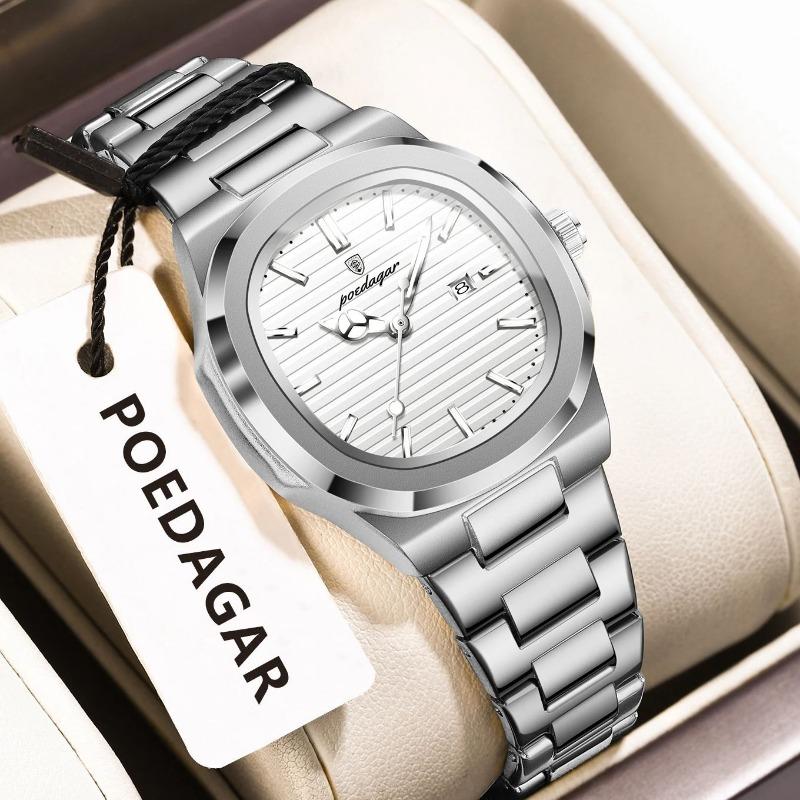POEDAGAR Montre-bracelet Femme Exquise Étanche Lumineuse Date Mode Montres Dames Acier Inoxydable Montre à Quartz
