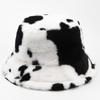 CNTANG New 2024 Women Bucket Hat Autumn And Winter Warm Cow Print Plush Fashion Panama Casual Hats For Ladies Fisherman Caps