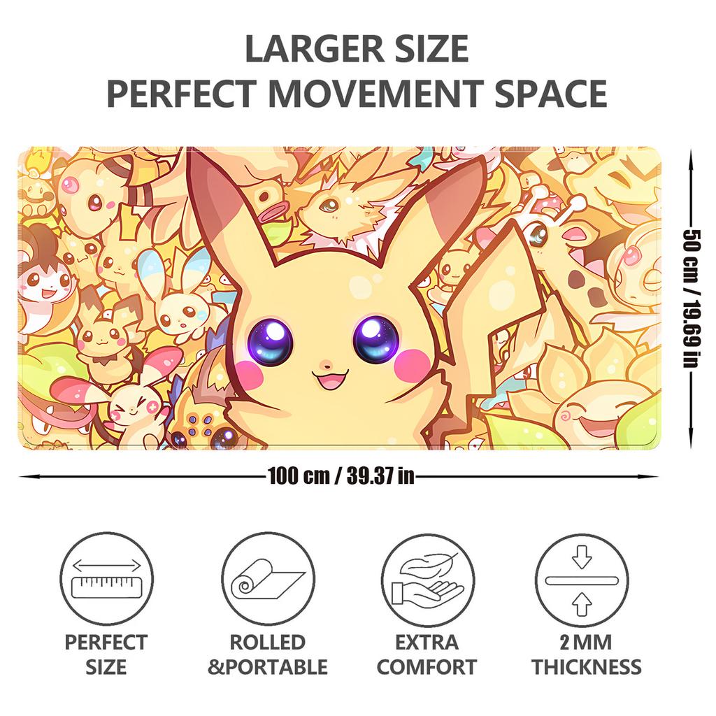 Chikorita Bulbasaur Anime Mouse Pad Large Gaming Desk Mat Keyboard Laptop Desktop Protector Home Office Gamer Decor Gift