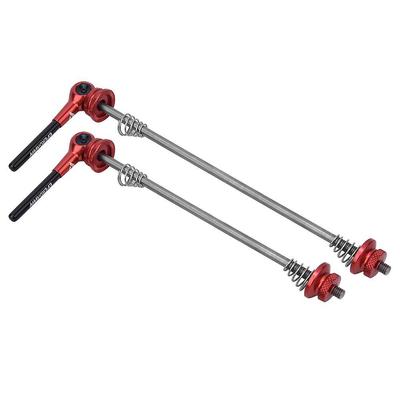 Ein Paar 6061 Aluminiumlegierung TC4T Titanlegierung Fahrrad Schnellspanner Hebel Vorderrad Hinterrad Speichenachse SetRot