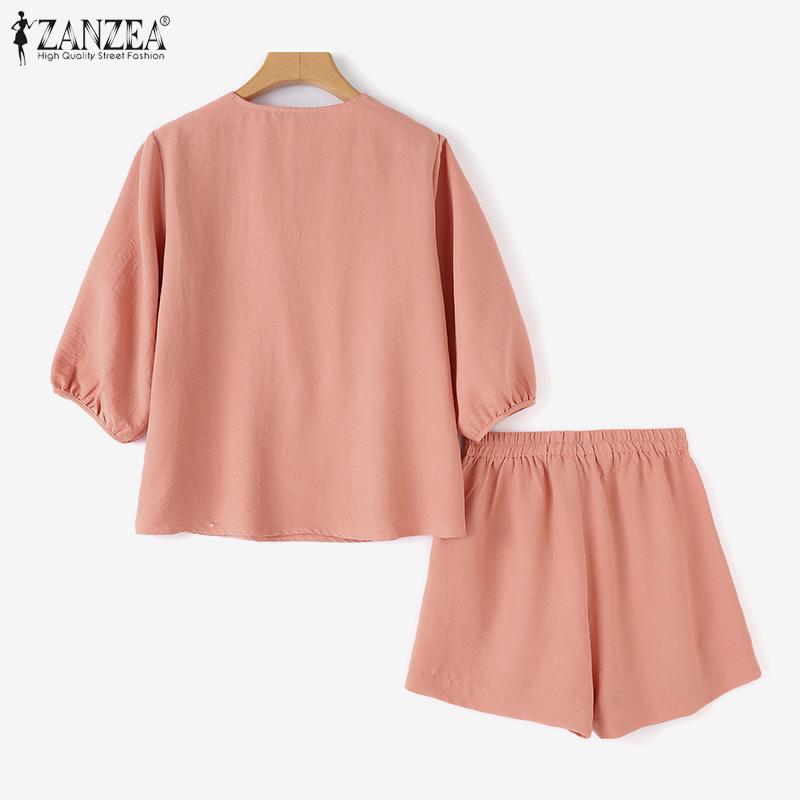 ZANZEA Dámská halenka a kraťasy, ležérní letní dvoudílný oblek