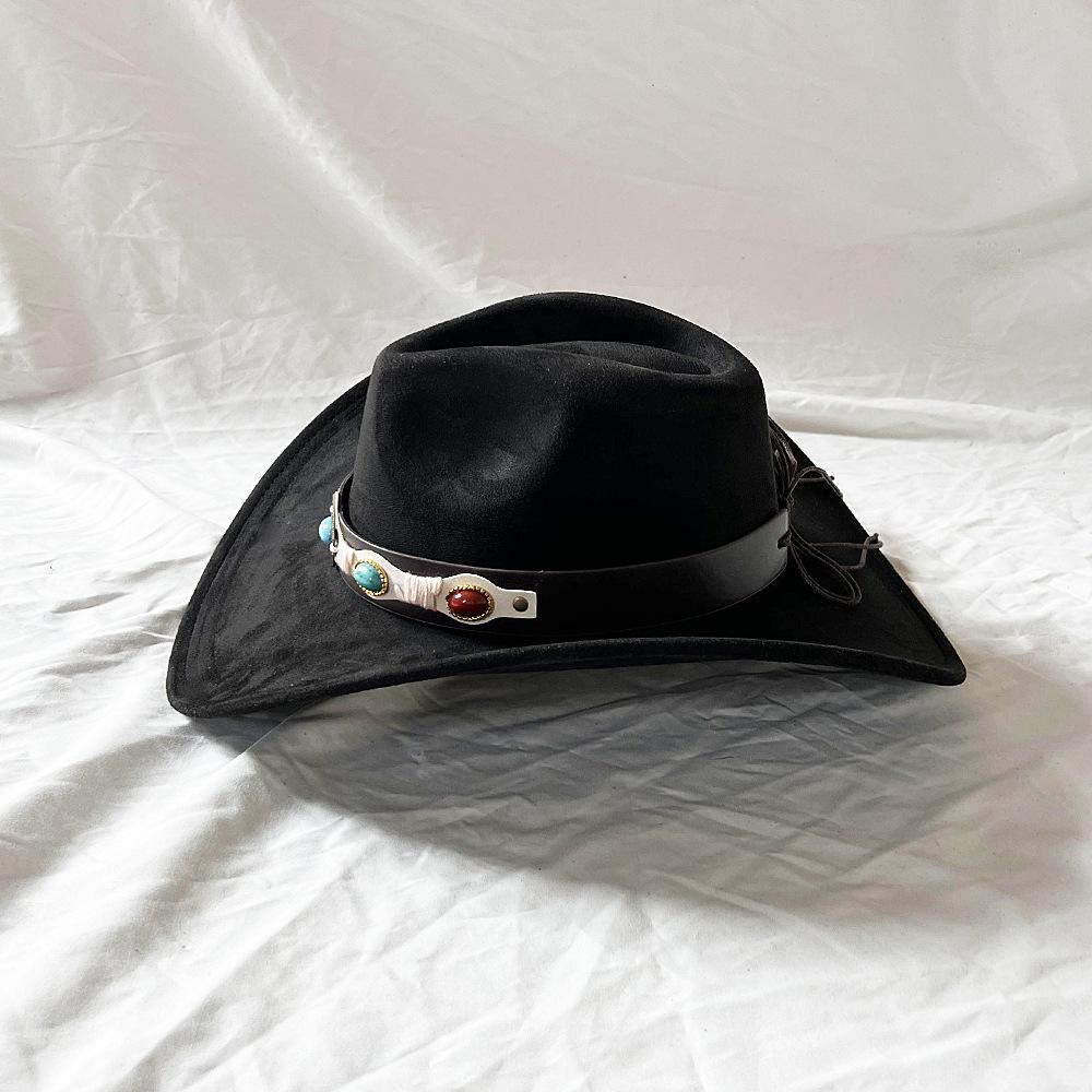 Suede Purple Cowhead Cowboy Hat New Large Size Cowboy Hat Suede Material Water Drop Top Men's and Women's Knight Hat 2023