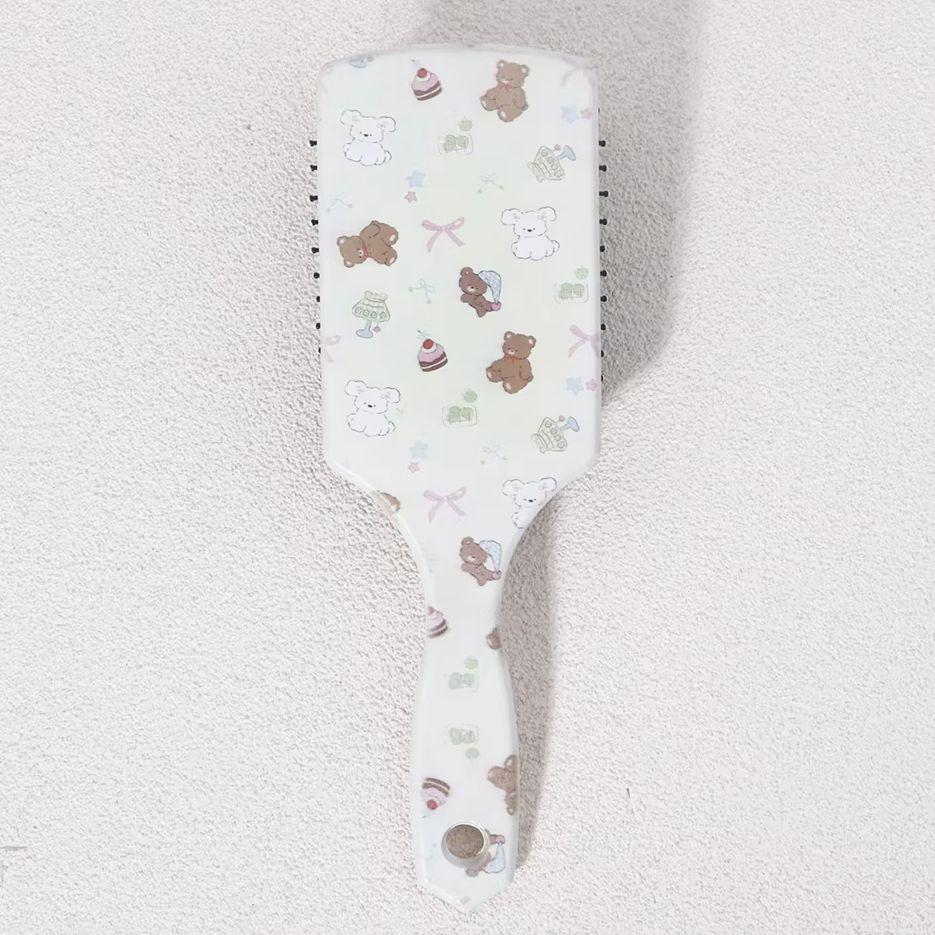 1pc Cute Teddy Bear Pattern Airbag Scalp Massage Comb, Ergonomic Handle, Gentle Knot removal,Special for Real Hair Wigs