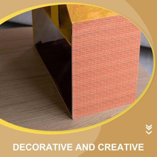 YARDWE Dollhouse Wallpaper, 2 Sheets Dollhouse Floorboard Brick Pattern Wallpaper Floor Paper Stickers Dollhouse Flooring Mini Wall Paper DIY 1/12 Dol