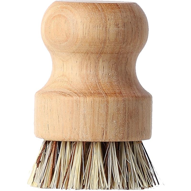 Sisal & Coconut Fiber Pot Brush with Short Wooden Handle for Eco-friendly Kitchen Cleaning