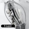 Transparent 5 Layer Mesh Bag Pen Pencil Case Visable Pocket Storage Pouch for Stationery School A7681