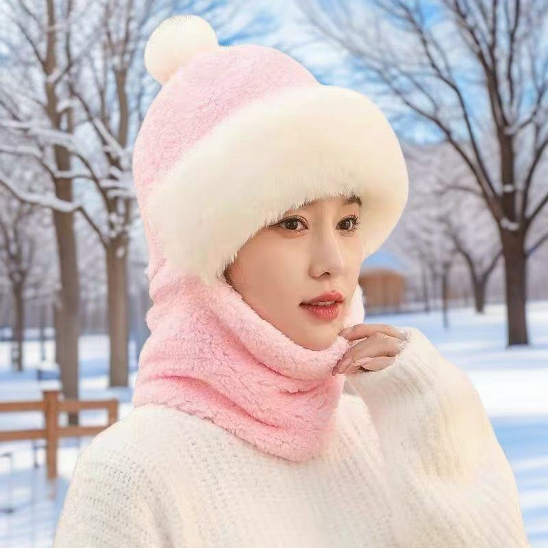 Hat Men's Winter Windproof, Cold-proof and Warm Wool Knitted Hat Super Thick Thickened Piled Headhat Big Head Circumference