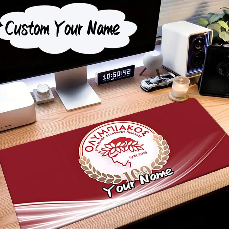 Custom Name Mouse Pad Olympiacos Fc Crest Design Mouse Pad Desk Mat, Non-Slip Rubber Backer Pad For Computer Notebook Gaming Mouse Pad Birthday Gift