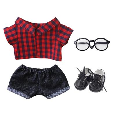 Niannyyhouse Einfarbig, Kariert, Gestreiftes Hemd, Jeans, Brille, Lederschuhe, 10cm, 15cm, 20cm Plüschkleidung, Anzieh-Baumwollpuppe, Accessoires