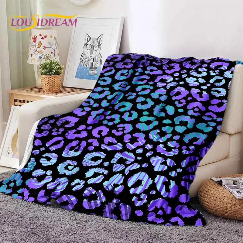 Manta de Franela Suave con Estampado de Rayas de Cebra Coloridas, Leopardo y Tigre, Manta de Tiro Cómoda para Picnic, Camas, Hogar
