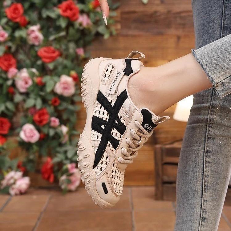 2025 New Summer Breathable Versatile Casual Sports Shoes Lightweight Dad Shoes Dexun Forrest Gump Shoes Hollow Sandals Women
