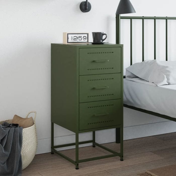 VidaXL Olive Green Bedside Table 36x39x78 Cm Steel, Cabinet, Side Cabinet, Bedroom Furniture, Table of 846586