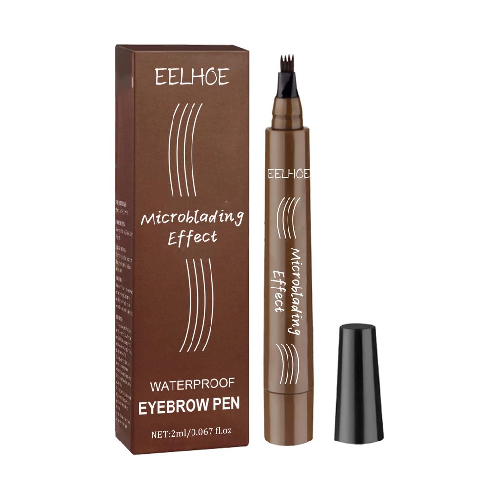EELHOE 4-Punkt-Augenbrauenstift Wasserdicht Tattoo Schweißfest Langanhaltend 5 Farben Flüssiger Microblading Augenbrauenstift Kosmetisches Make-Up