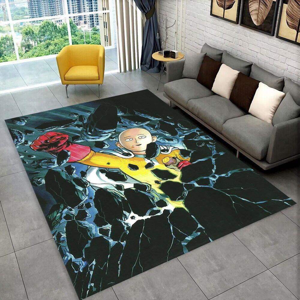 3D One Punch Man Saitama Cartoon Anime Teppich für Wohnzimmer Schlafzimmer Zuhause Sofa Dekoration, Kinder Spiel Rutschfeste Bodenmatte