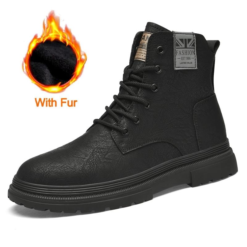 Fashion Italian Men's Genuine Leather Boots Fashion Outdoor Boots High Quality Casual Ankle Boots Antiskid Comfort Winter Platform Boots