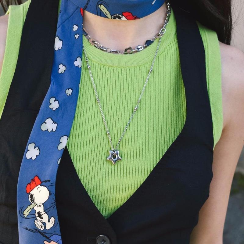 Modern Heart Pendant Jewelry Adjustable Bead Chain Necklace Fashion Pendant Necklace Star Neck Jewelry for Daily Party