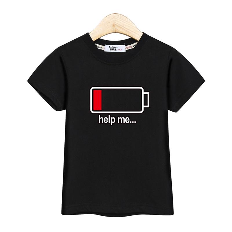 313t Children Casual Unisextshirt Battery Graphic Top Summer Short Sleeved Shirt Oneck Clothes