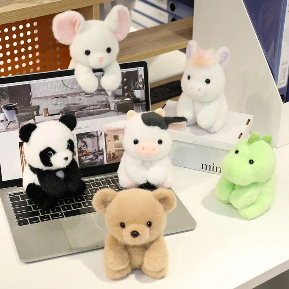 Fluffy Plush Desktop Buddy Toy Sitting Cow Hug Pillow Creative Dinosaur Plush  Toy  Children's Day