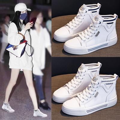 Women's High-top Shoes Autumn New All-match Genuine Leather Sneakers Women's Sports and Leisure Ins Trendy Women's Shoes Single Shoes