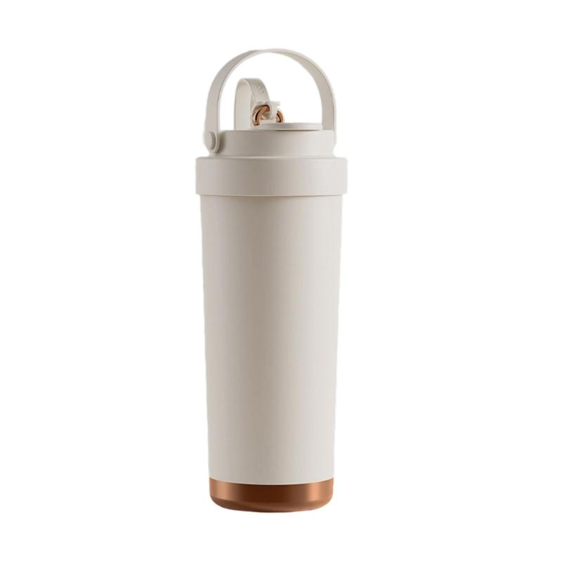  750ml Stainless Steel Coffee Mug with Ceramic Interior and Leak proof Straw Lid