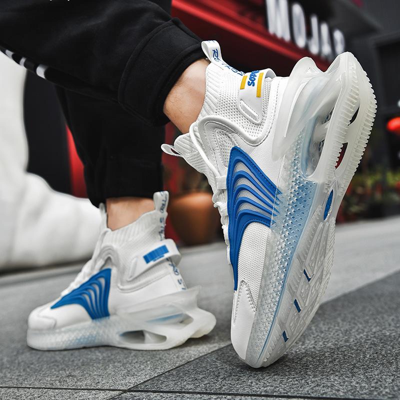 22 new mesh breathable casual shoes running shoes large size thick sole medium and high top sports shoes