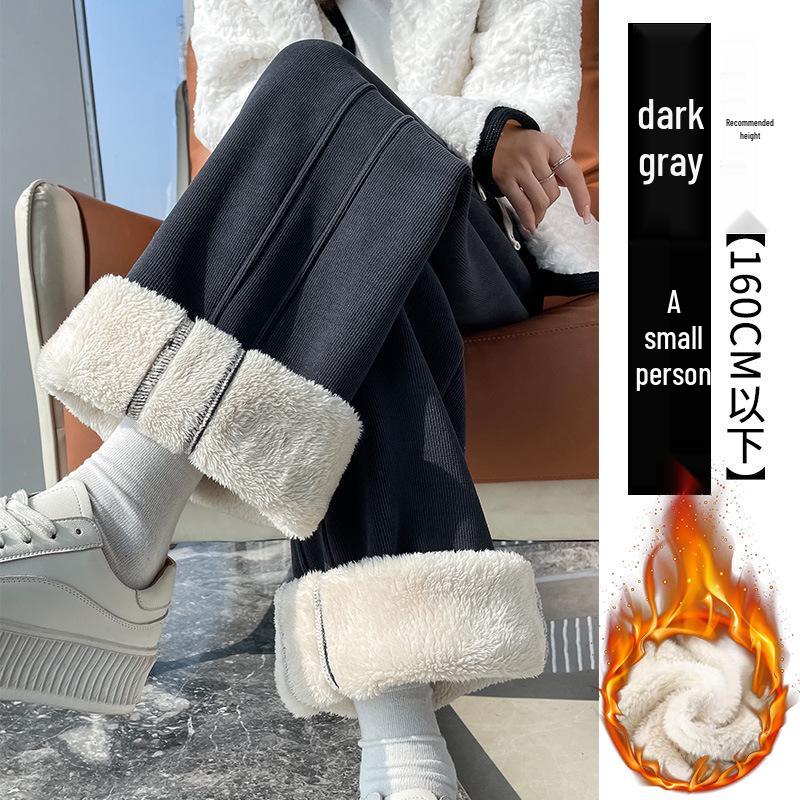 2025 Versatile Lambswool Warm Commuting Pants: Autumn/Winter Plus Velvet Casual Slit Style