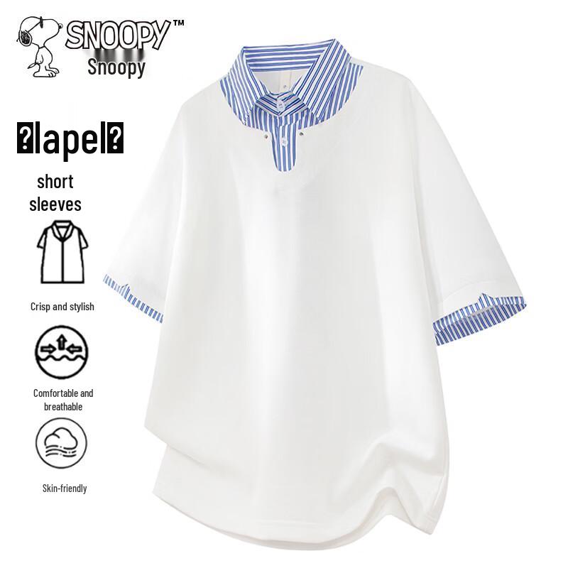 

SNOOPY Men s Faux 2-Piece Polo T-Shirt XL