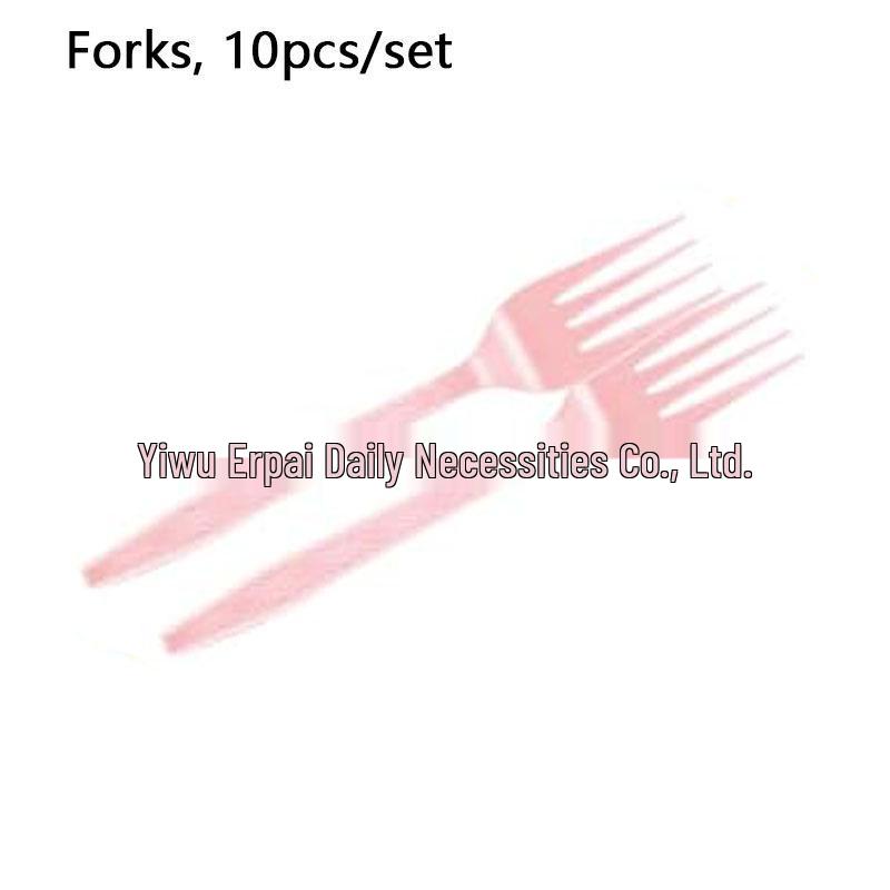 Pink Birthday Party Disposable Tableware Set - Plates, Cups, Napkins, Tablecloth, Cutlery