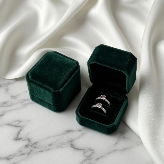 Velvet Jewelry Box, Dark Green Suede Flip Cover Hard Case, Scratch-Proof Shock-Proof Organizer, Jewelry Storage Box for Travel