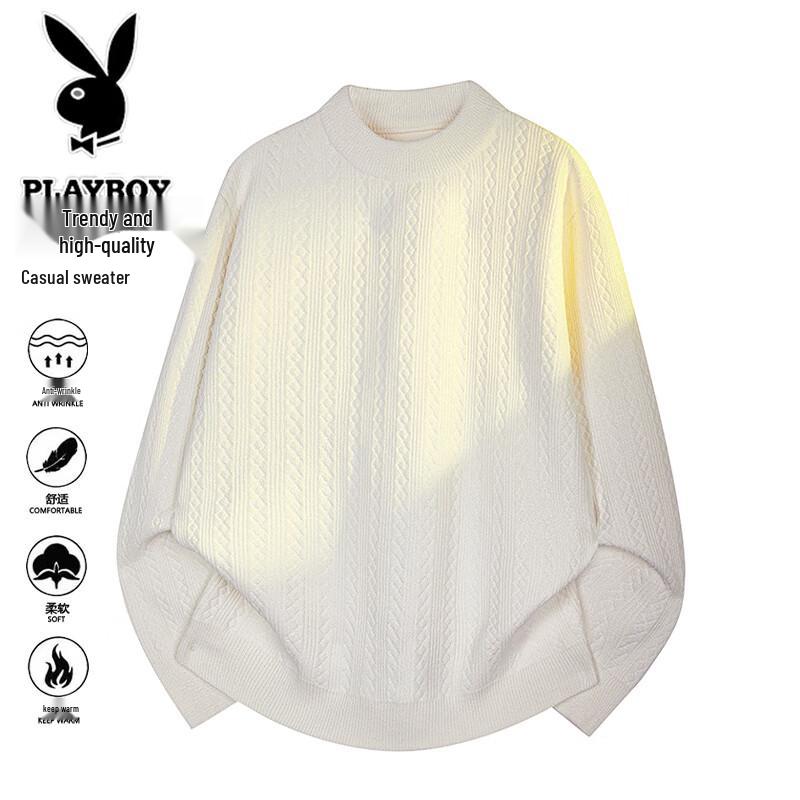 PLAYBOY Men's Autumn Winter Round Neck Pullover Sweater