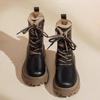 Bottes de Neige à Plateforme à Lacets à Bout Rond pour Femmes, Confortables et Élégantes, Tendance Y2k 2025, Travail en Offre, Chaussures Chaudes Rembourrées pour Dames