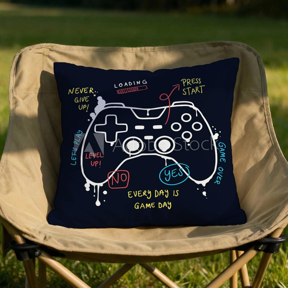 Colorful Graffiti Gamepad Cushion Cover Soft Reversible  Durable Pillow Cover  MultiScene Use for Home  Car Daily Comfort