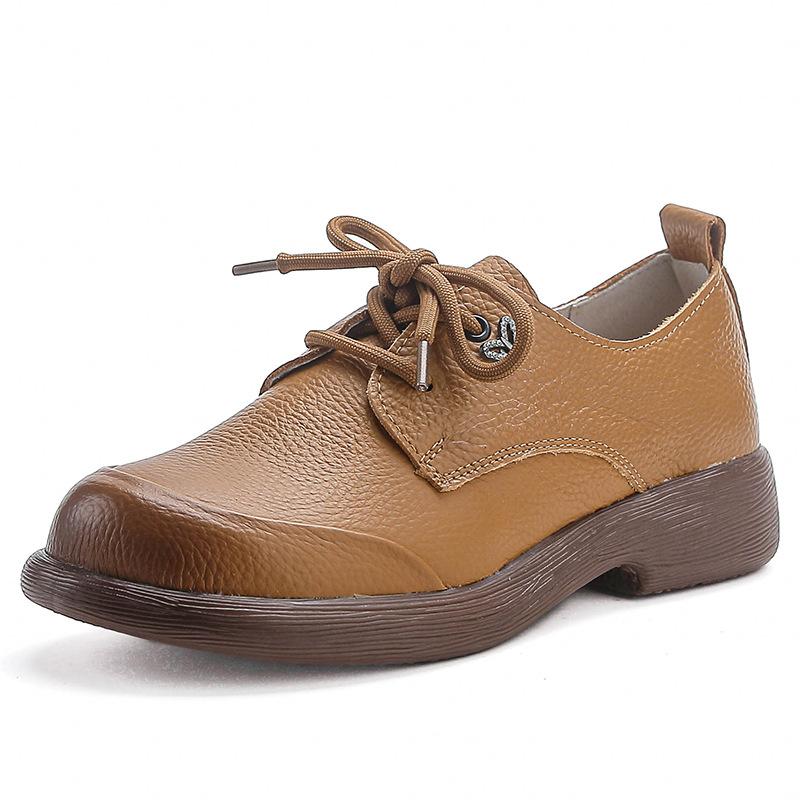 Fashion New original cow leather flats women's laced up oxford shoes woman spring luxury loafers ladies moccasins wide toe box shoes