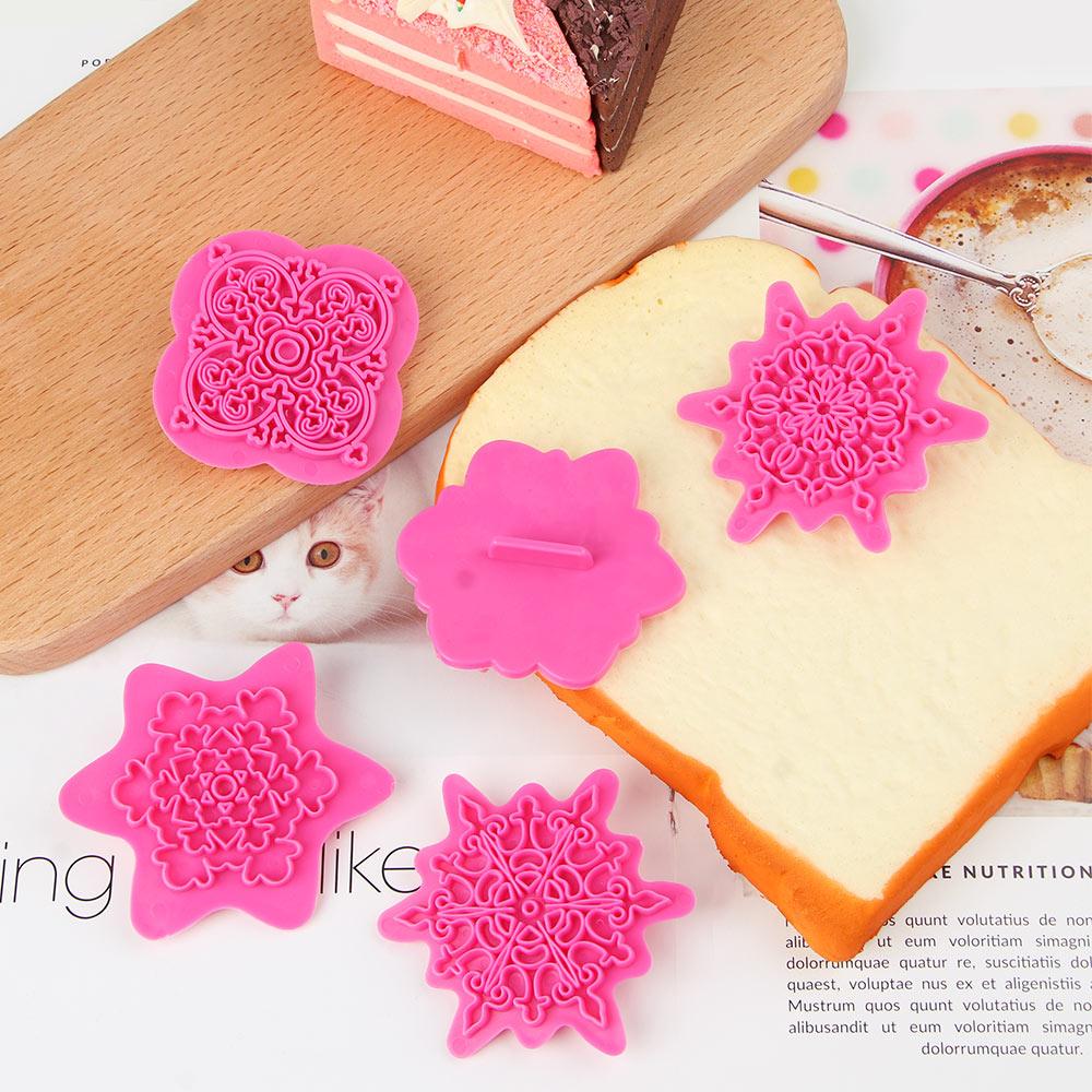 5pcs/set Dotting Tools DIY Lace Pattern Embossing Clay Molds Clay Sculpture Stamp Tool Mould