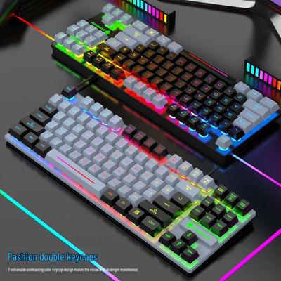 Silver Fox K10 Wired Mechanical Gaming Keyboard - 87 Keys, Dual Color, Rainbow Backlight