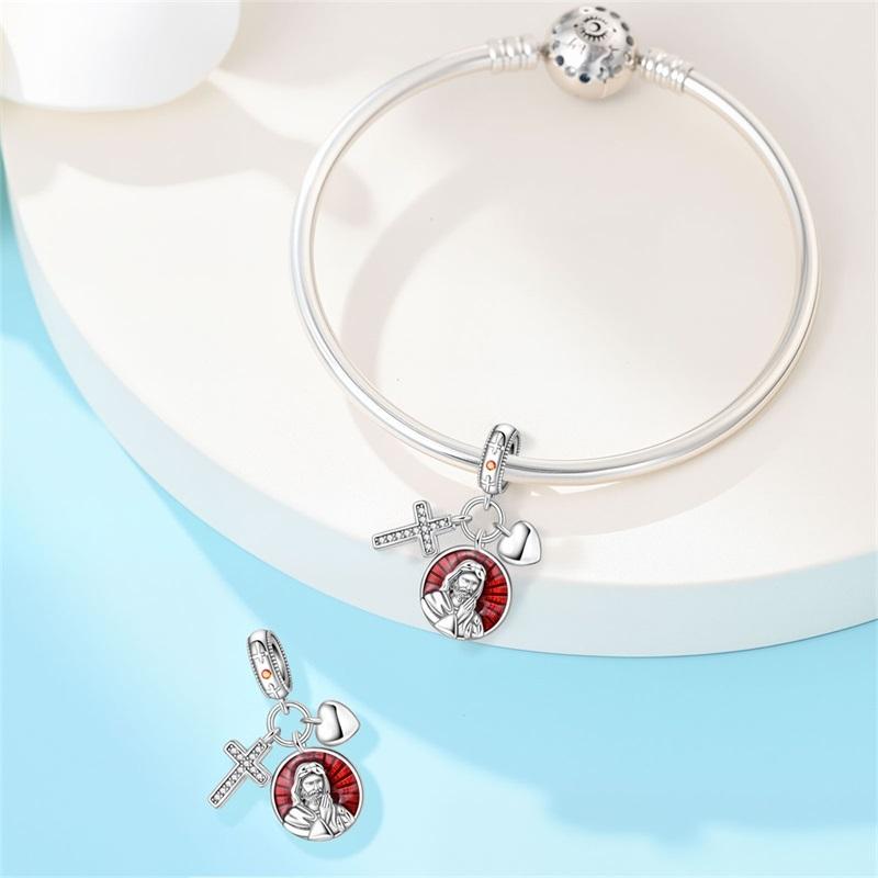 Charms Copper Angel Prayer Cross Bible Series Charms Beads Fit 3Mm Original Bracelets Diy Easter Jewelry Gifts