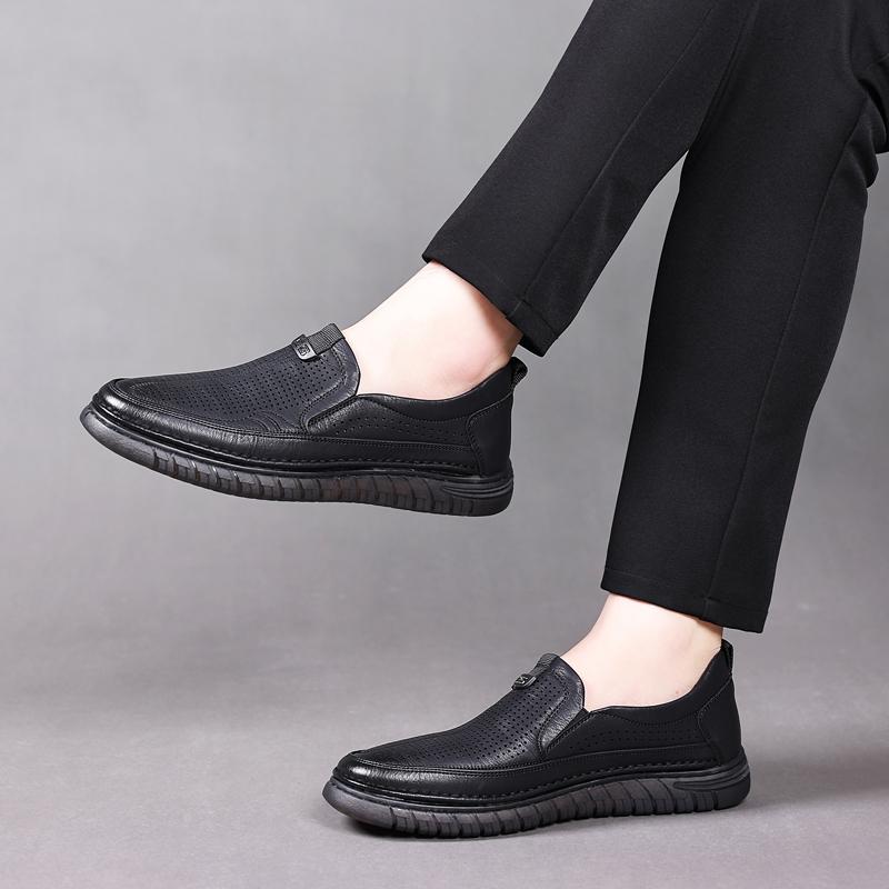 Summer Breathable Loafers Men Flats Hollow Out Business Mens Casual Shoes Slip-On Leather Mens Driving Shoes Man Moccasins 2026
