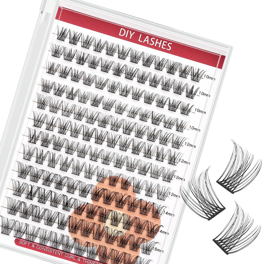 High Quality DIY Segment Cluster Eyelash Kit Private Label Wholesale Vendor with 10mm and 7mm Length Synthetic Hair Eye Lashes natural